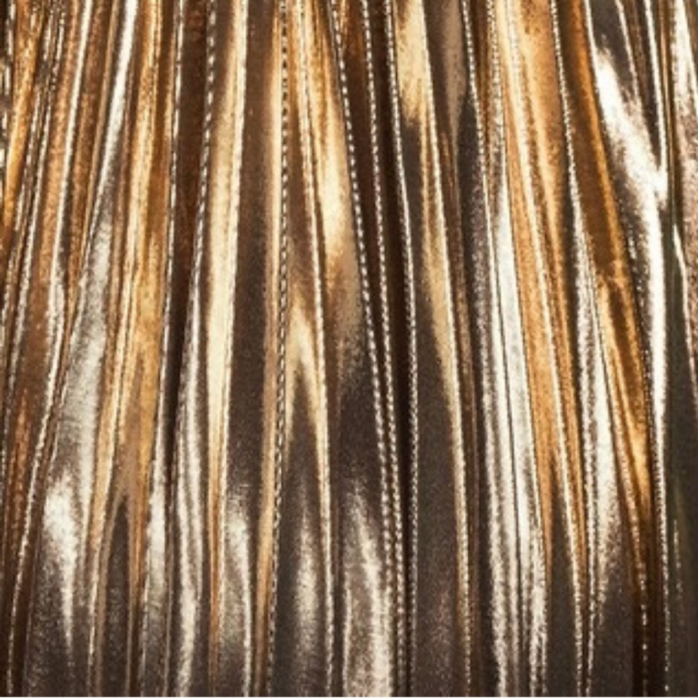 Skies Are Blue Metallic Bronze Twist-Front Pleated Maxi Dress - Picture 3 of 12